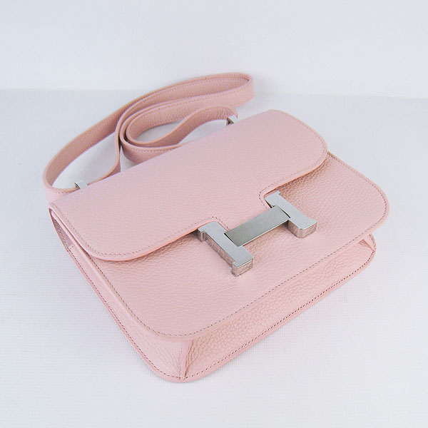 7A Hermes Oxhide Leather Message Bag Pink H017 - Click Image to Close
